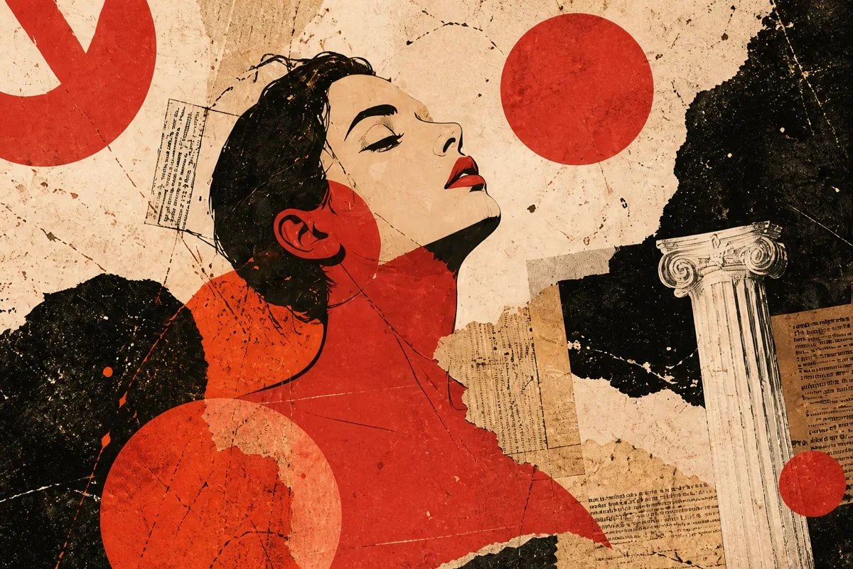 Vintage editorial portrait collage
