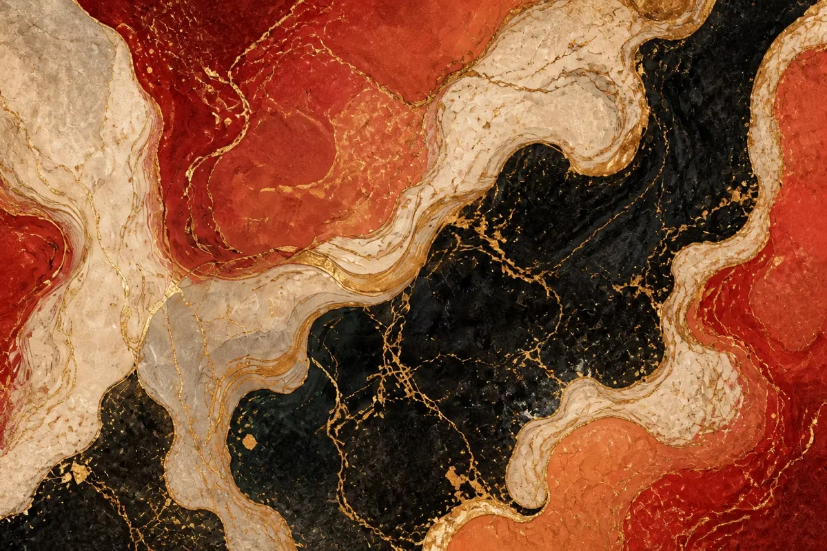 Gold kintsugi liquid marble abstraction